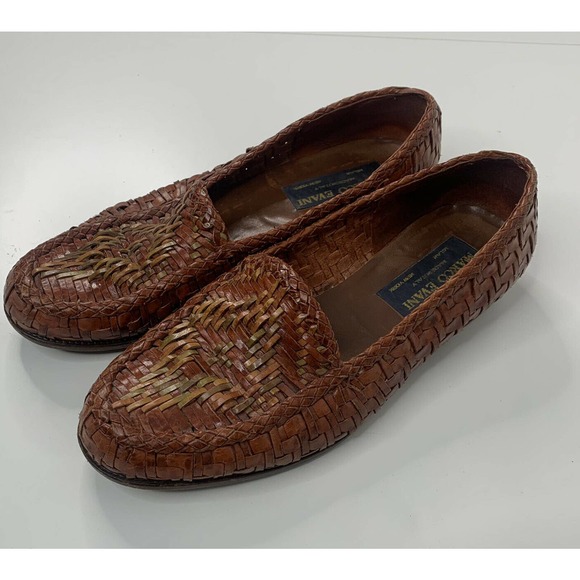 Vintage MARCO EVANI Leather Woven Loafer Shoes 8.5 main image 8